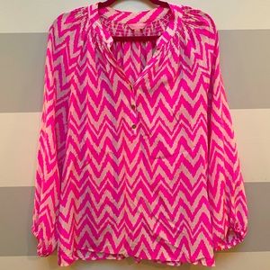 Lilly Pulitzer Elsa Top - Tropical Pink Get Your Chev On Size L